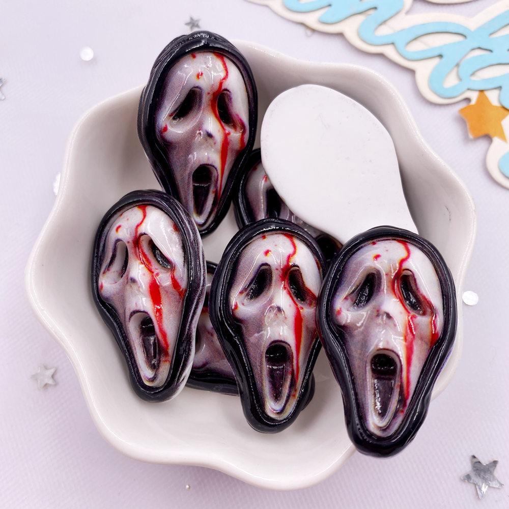 8Pcs Resin Colorful 3D Big Pumpkin Skull Head Ghosts House Witch Figurines Flat back Stone Decor DIY Halloween Scrapbooks Crafts