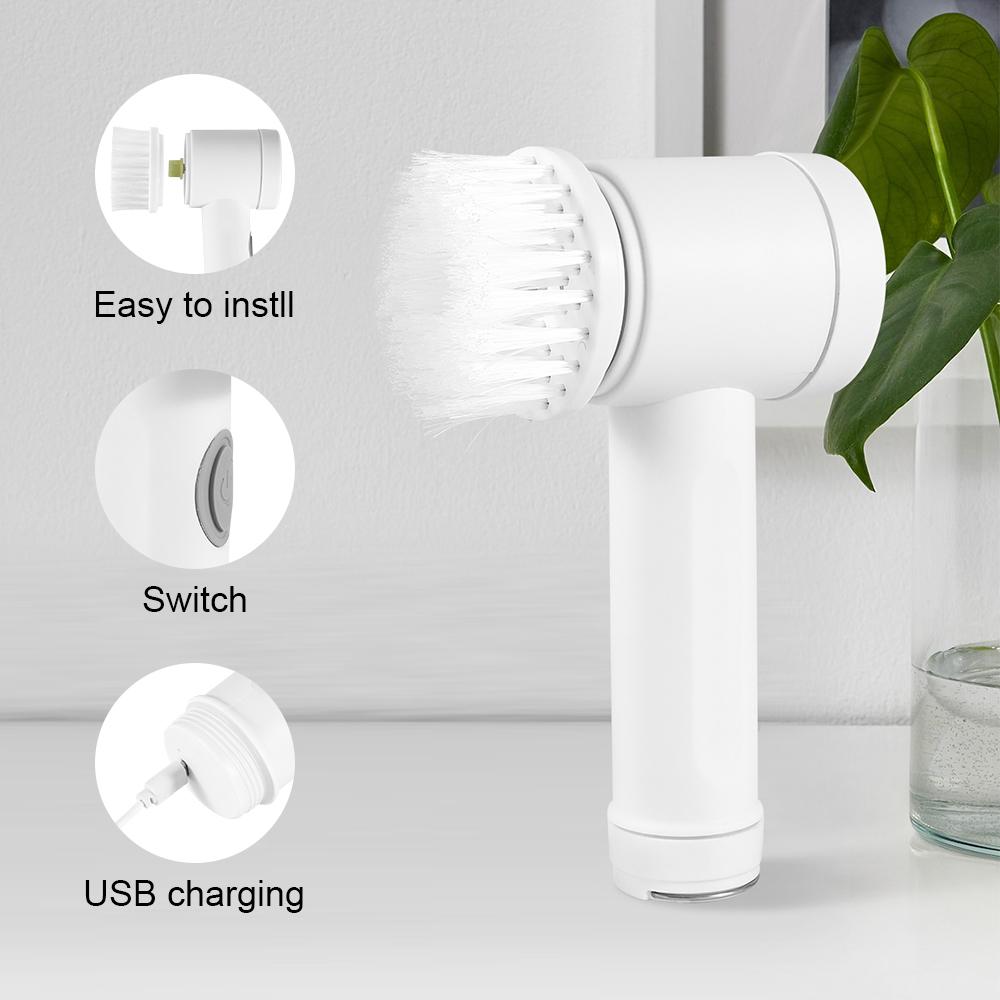 5 in 1 Multipurpose Electric Spin Scrubber Kitchen Tank Shoe Dish Washing Cleaning Brush Dishwashing Electric Cleaning Brush
