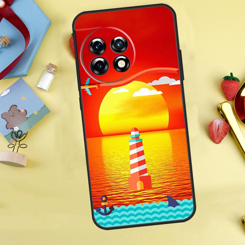 Abstract art highway lighthouse Case For OnePlus 13R 12R 10R 15 13 12 11 10 9 13T 10T 8T Nord CE 5 2 3 4 Lite N20 N30 Cover
