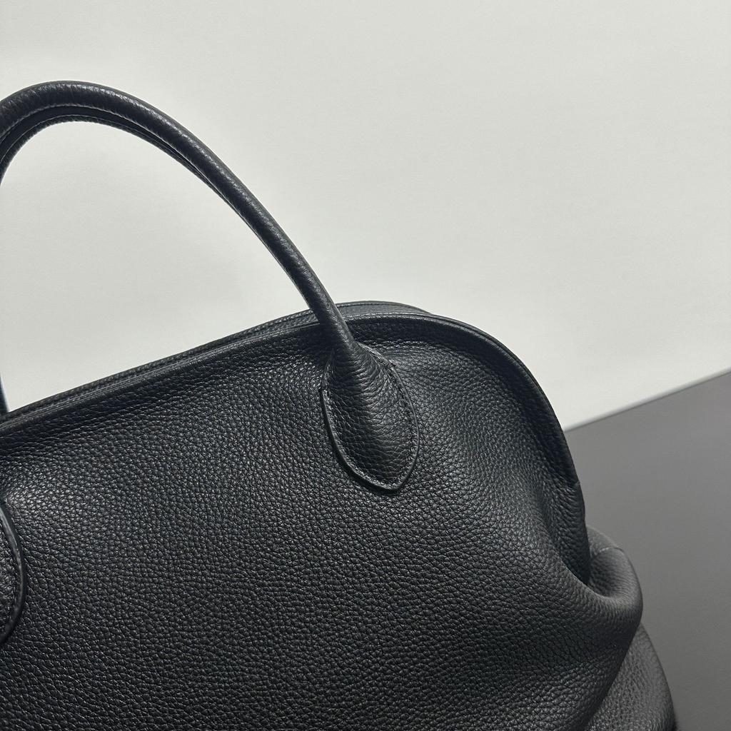 Niche Handbag First Layer Cowhide Simple High-end Sense Large Capacity Bowling Portable Shell Bag Minimalist Style Light Luxury