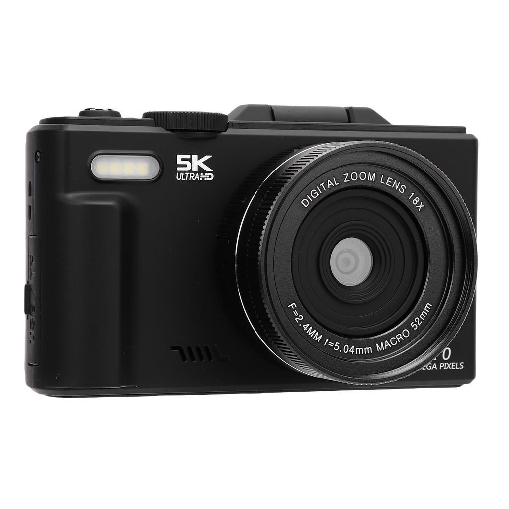 5K 75MP Digital Camera UHD AF Autofocus 18X Zoom WiFi Camera Webcam with 3 Inch 180 degrees  Flip Screen Flash for