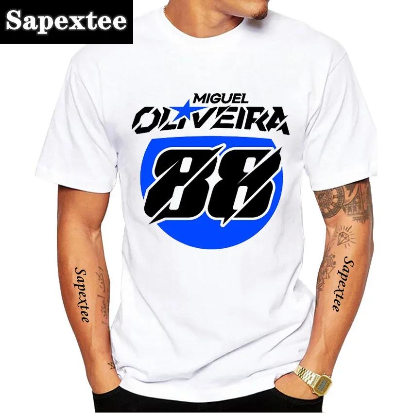 Ny sommar herr kortärmad 2025 Miguel Oliveira 88 Rider T-shirt Moto Sport Pojke Casual T-shirts Motorcykelåkning Vita Toppar