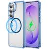 Magnetic Clear Hybrid Shockproof Cases For Samsung S26 S25 S24 Plus Ultra For Magsafe Metal Lens Ring Anti-fall Bumper Cover