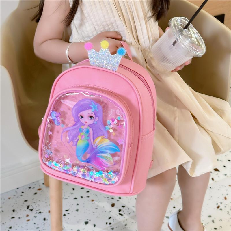 Adorable Cartoon Princess Backpack For Kids With Large Capacity Pu Material