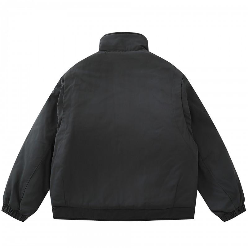 Unisex Oversized Japanese Retro Cotton Puffer Jacket With 3D Patch Pockets Winter Warm Parka