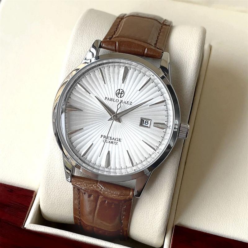 Ceas cu cuarț de afaceri pentru bărbați PABLO RAEZ: Automat, Rezistent la apă, cu Secundar continuu și Calendar.