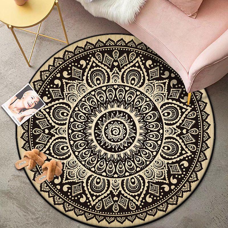 Bohemian Round Living Room Carpet Retro Decoration Bedroom Easy Cleaning Non-slip Rug Lounge Coffee Tables Washable Floor Mat