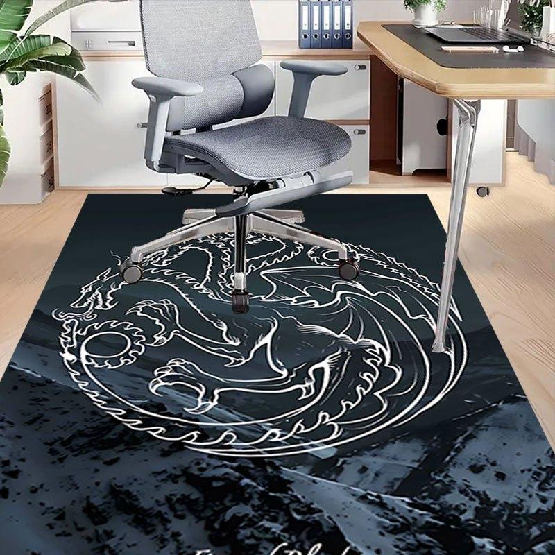 1pc Fire and Blood Office Carpet Chair Mats, Home Decor Mat Fantasy Theme Mat Durable Mat, Dragon Decor,Suitable for fantasy theme lovers