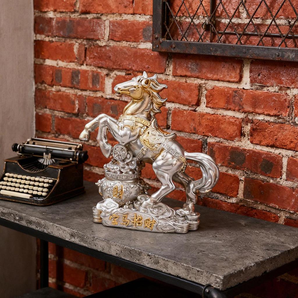 Horse Art Figurine, Modern Handmade Feng Shui Horse Year Ornament, Money Horse Statue for Guest Room Desk Decoration