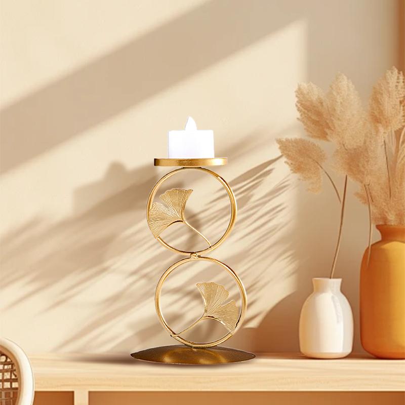Iron Art Candlestick Ginkgo Leaf Candle Holder Ornaments Ambience Home Decoration