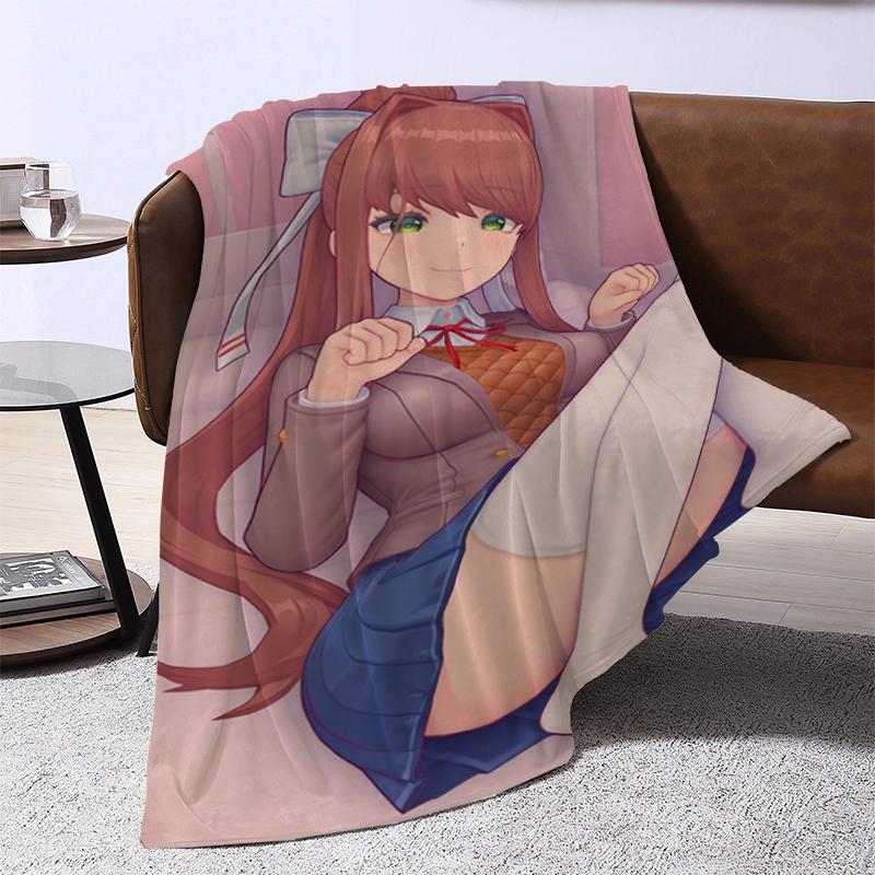 D-Doki Doki L-Literature Club Anime Throw Summer Blanket Fluffy Microfiber Bedding Portable Bed Blankets for Decorative Sofa