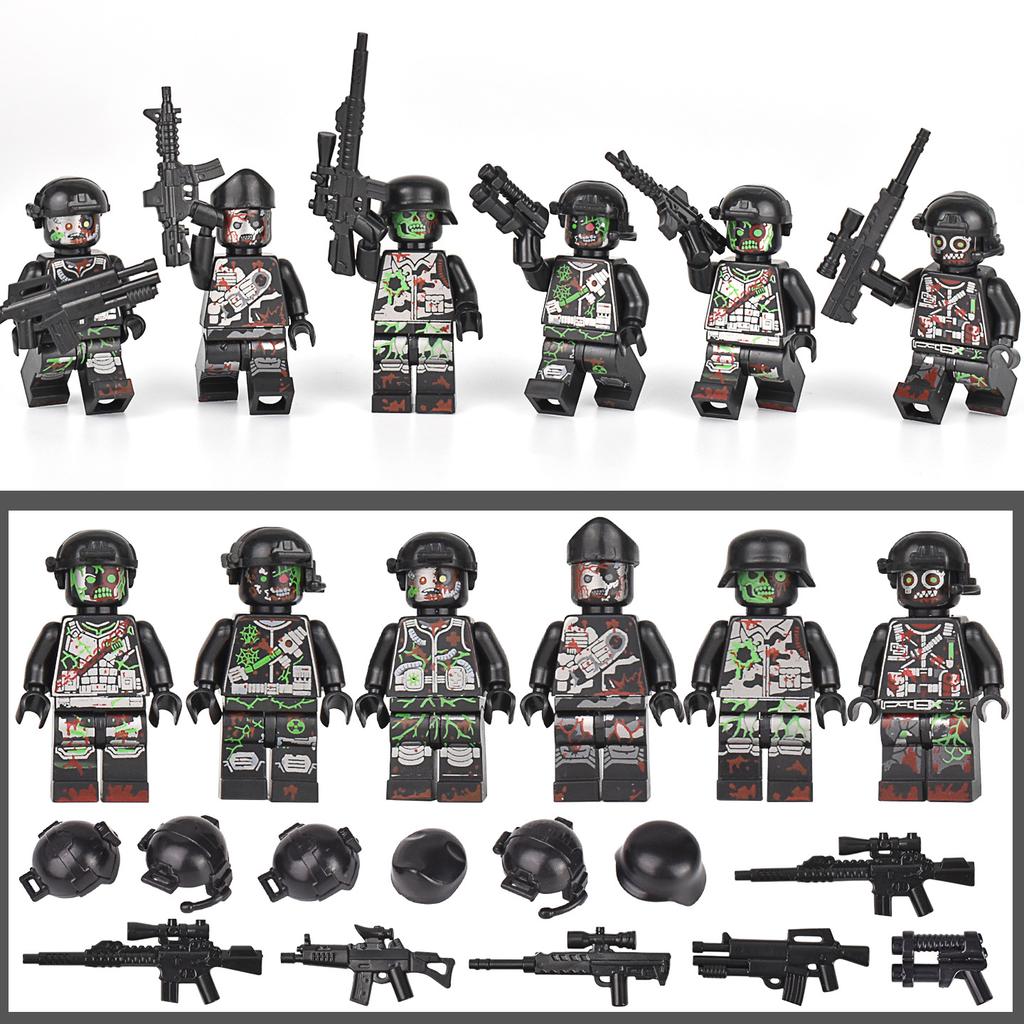 Military Zombie Building Blocks Ghost Special Police Wolf Warrior Special Forces Mutant Zombie Police Assembling Party Toys