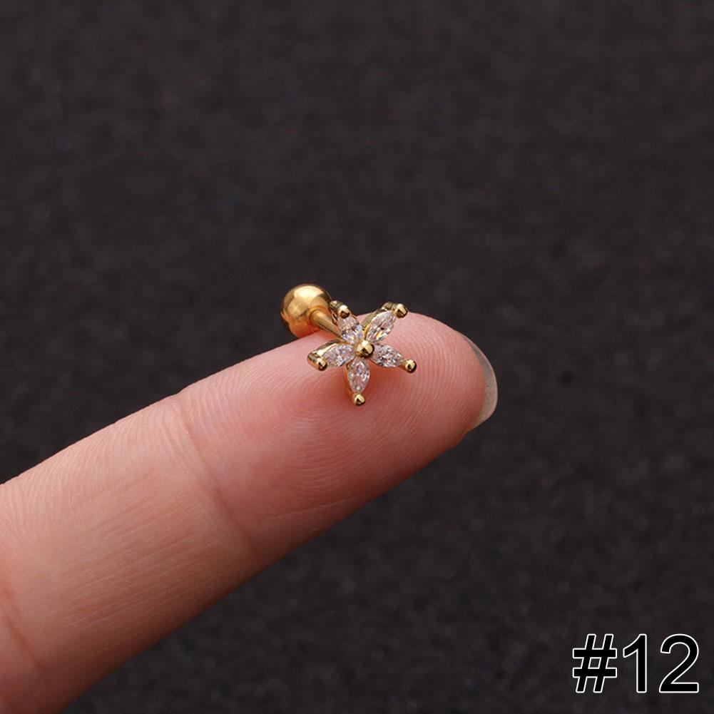 Women Simple Needle Pearl Gold Zircon Crown Stainless Steel Stud Earring Fashion Jewelry Eardrop Earrings