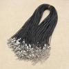20Pcs 45cm Black Leather Braided Rope Necklaces with 5cm Extender Chain with Lobster Clasp String Cord DIY Jewelry Chains