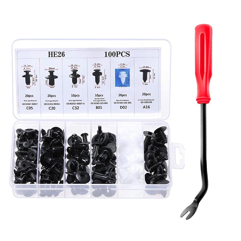 100pcs Nylon Plastic Car Snap Fastener Screw Clips, 6-8 Inch Screwdriver Compatible