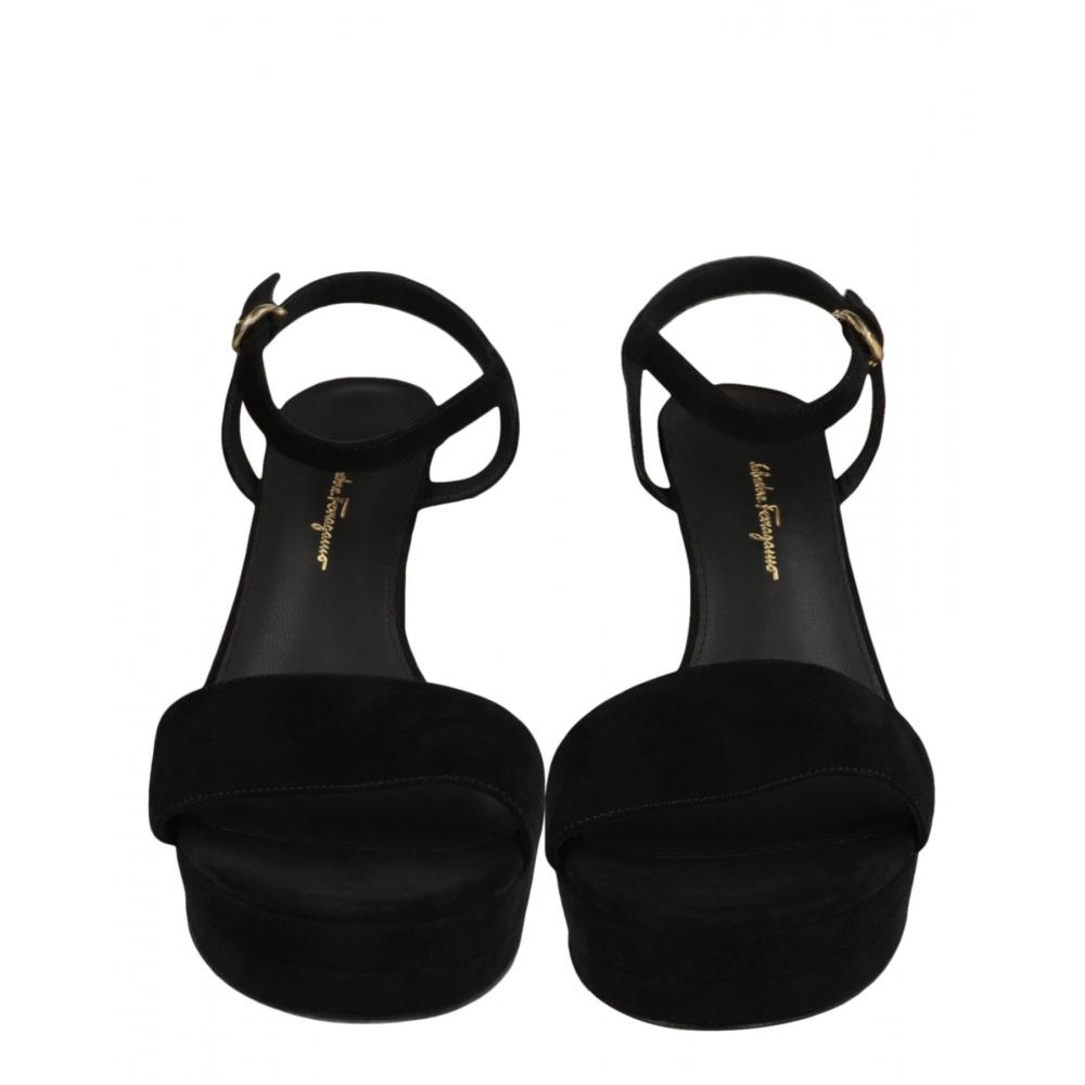 Salvatore Ferragamo Trento 2 Suede Platform Sandals Black