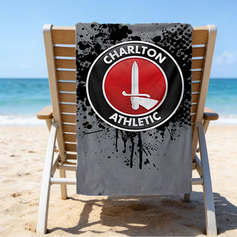 Football Charlton-Athletic Crest Beach Towel - Soft, Absorbent Microfiber, Lightweight, Ideal for The Beach, Parties, Travel, Camping Fan Gifts