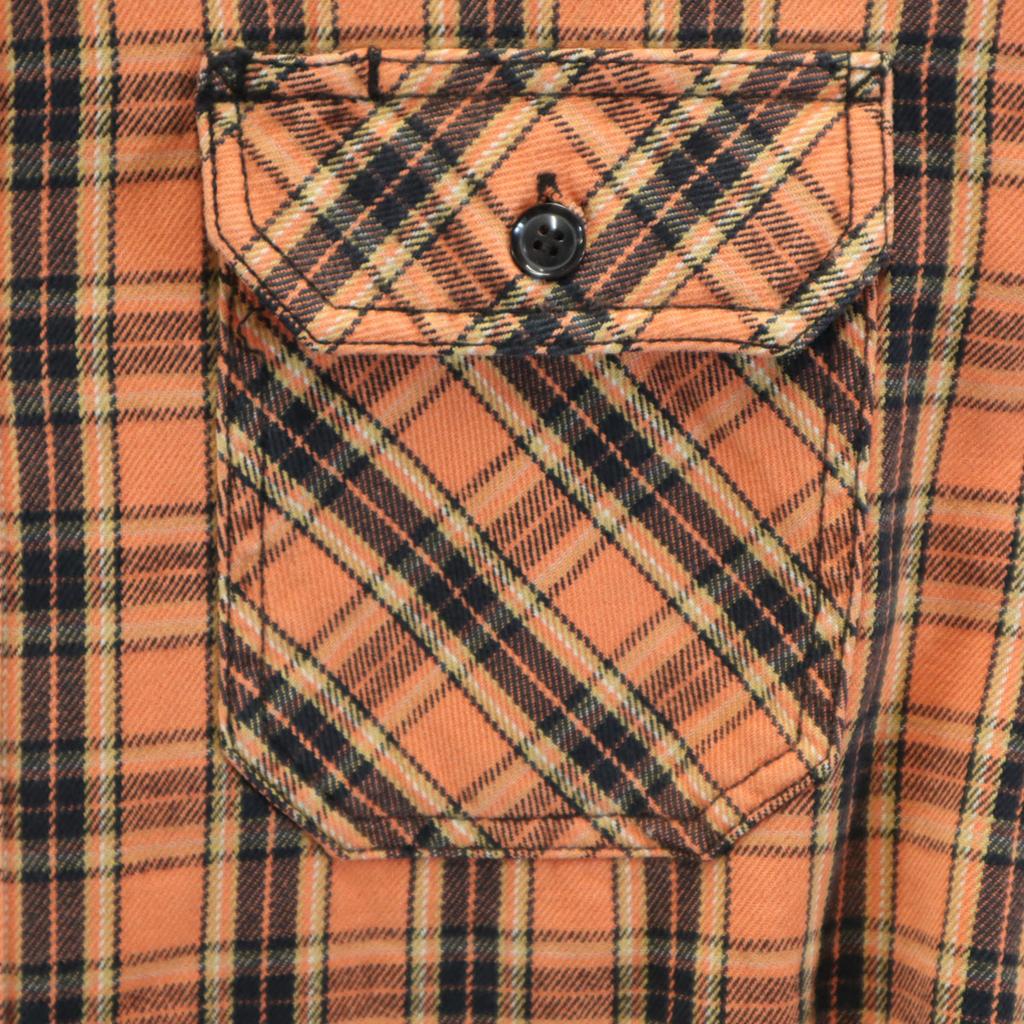 Pherrow's Check Pattern Long sleeve Cotton shirt M Orange Men's Used