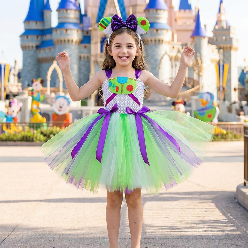 Toy Story Buzz Lightyear Toddler Girl Cosplay Dress With Tulle Skirt For Halloween Party
