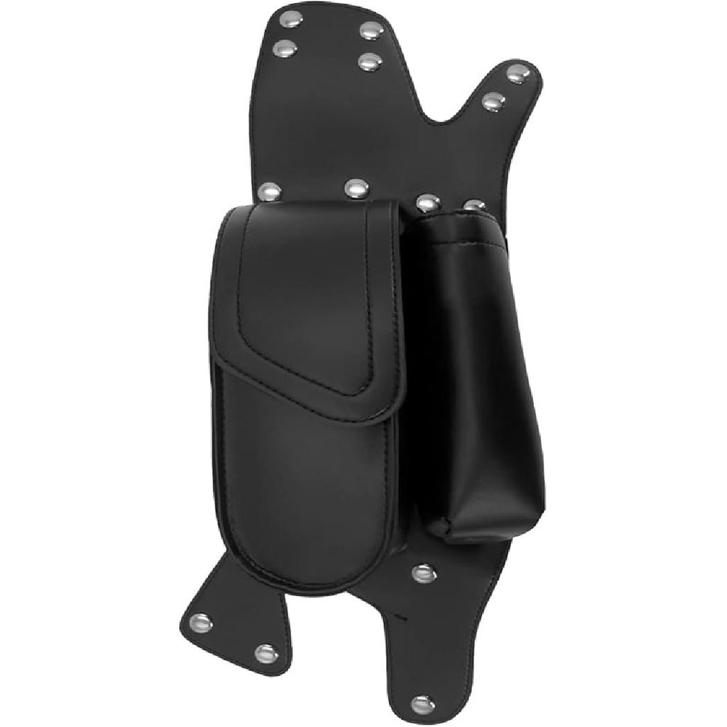 PU Leather Saddlebag Guard Bag with Water Drink Bottle Holder Fit For Harley Touring Electra Street Tri Glide Road King Glide 1983-2025 (Right)