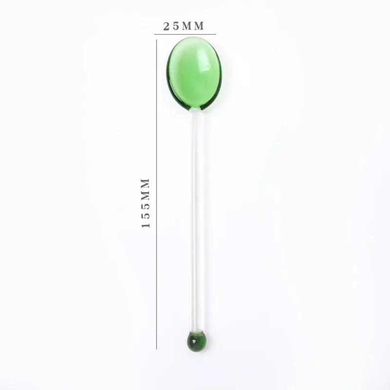 1pc Glass Dinnerware Spoon Tea Dessert Coffee Ice Cream Accessories Bar Tools New Long Handle Kitchen Accessories