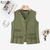 ZANZEA Women Casual V-Neck Summer Sleeveless Vest Tops