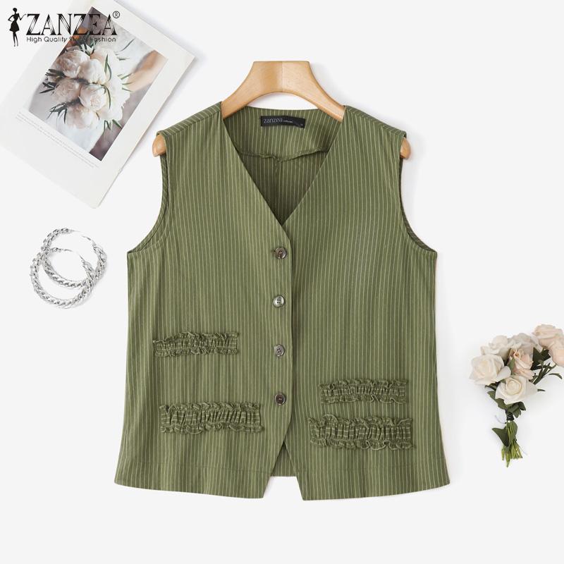 ZANZEA Women Casual V-Neck Summer Sleeveless Vest Tops