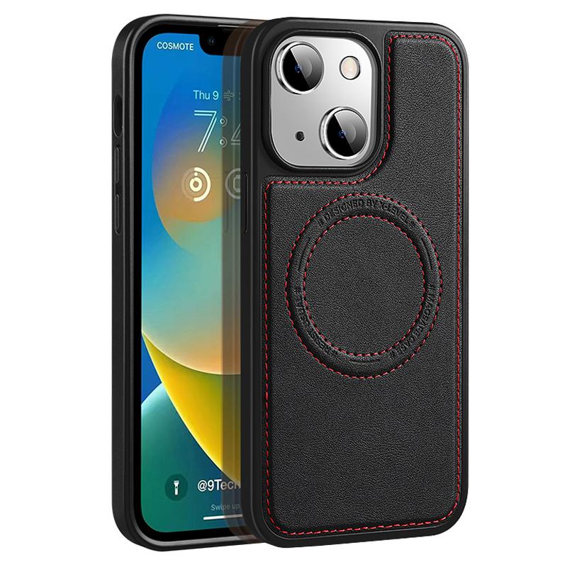 

X-LEVEL Magnetic Case for iPhone 15 Plus,PU Leather Coated TPU+PC Drop Protection Phone Cover Black