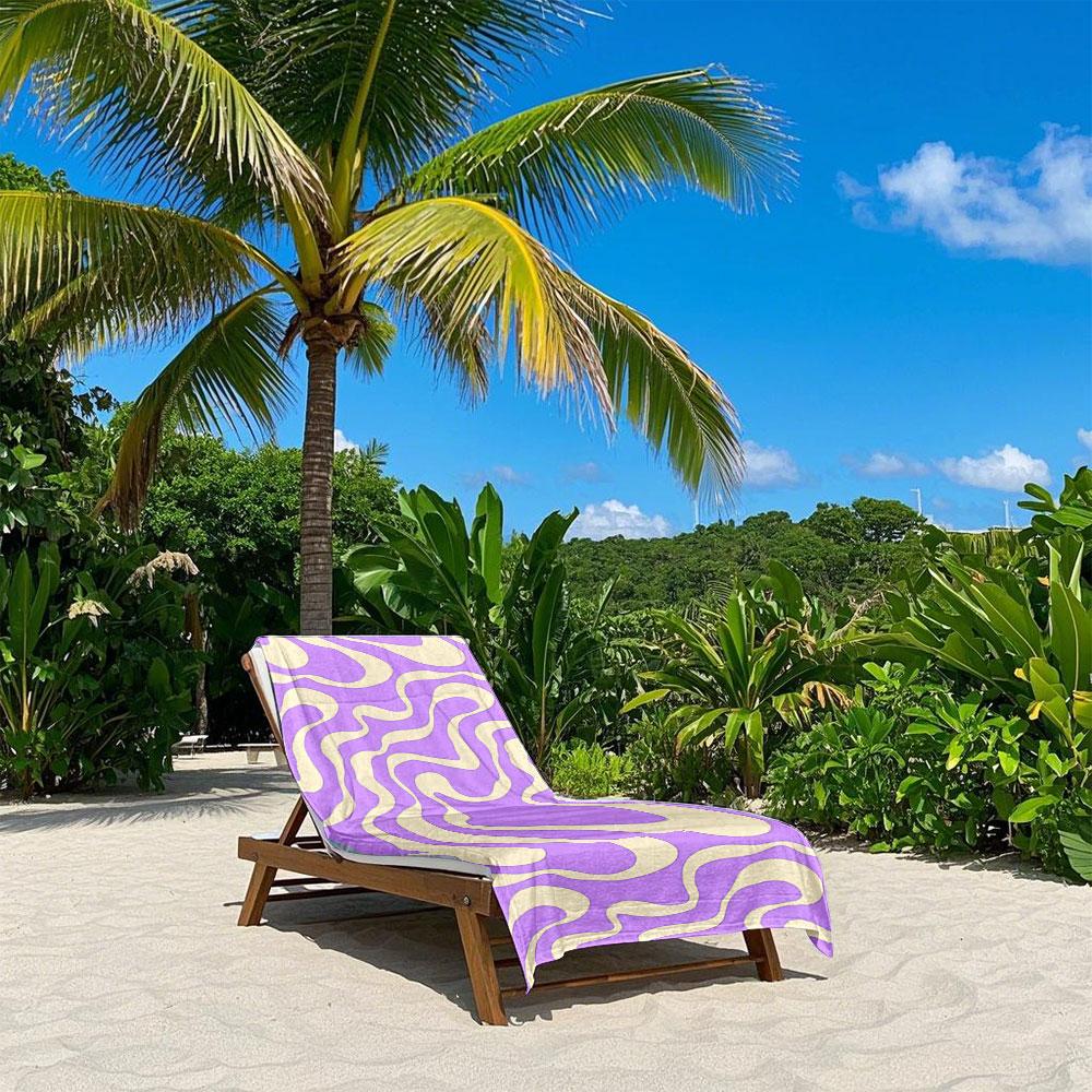 Purple and Cream Waves Quick Drying Bath Towel Microfiber Beach Towel Light Weight Swimming Camping Yoga Beach Out