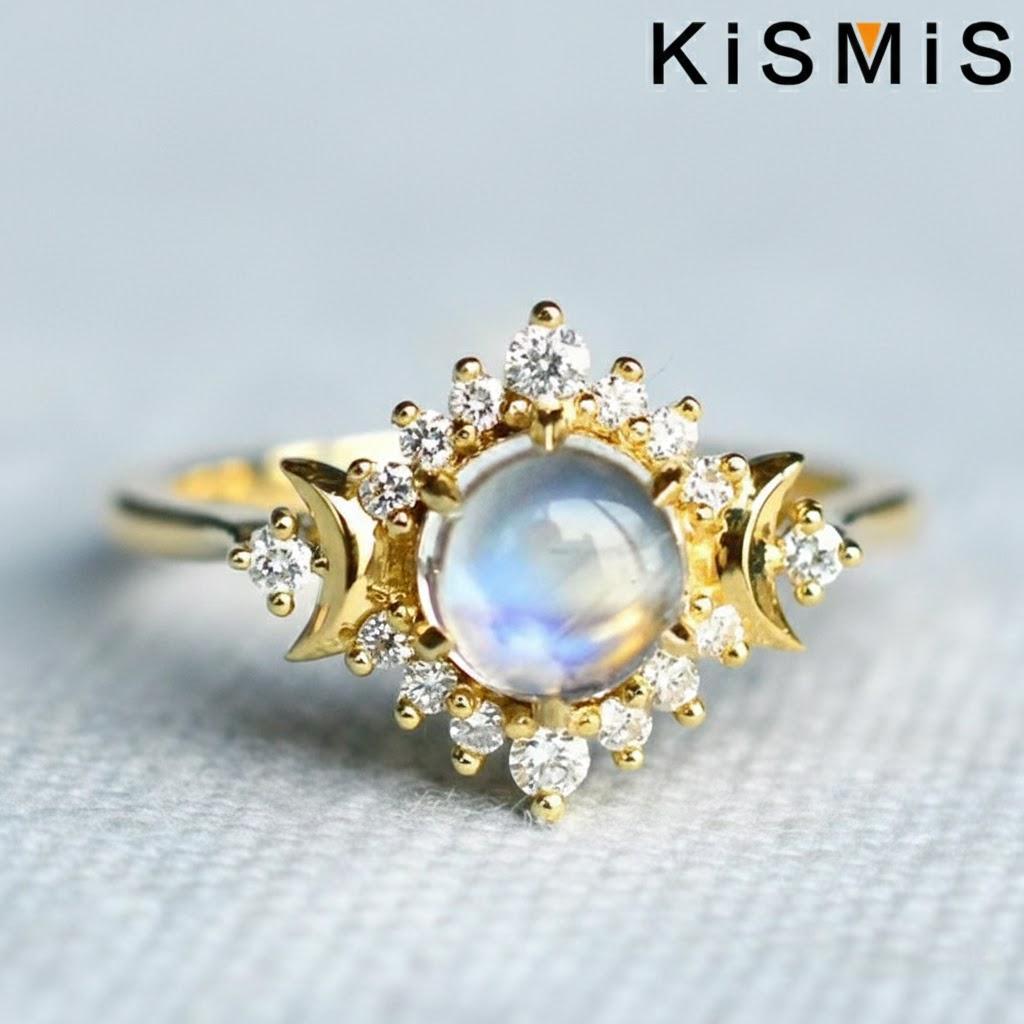 Fashion Woman Exquisite Simple Moon Ring Beautiful Generous Birthday Gift Party Jewelry Size 5-10