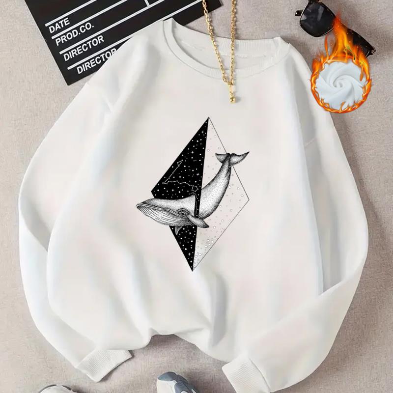 

(Азиатский размер) Женские принты, осень-зима, весна, модные акварельные тренды, милые повседневные пуловеры, флисовая одежда, толстовки с длинными рукавами и графикой