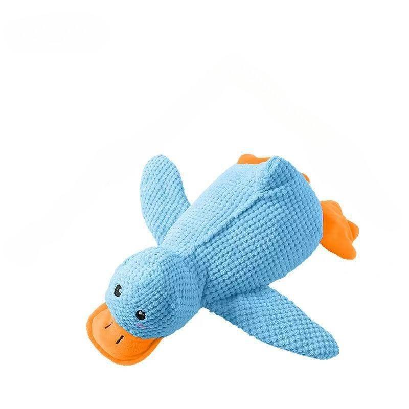 [Chew-Resistant Duck Toy] Chew-Resistant Interactive Yellow Duck Doll with Squeaking Sound | 3 Colors, Bite-Type Plush Toy for Cats&Dogs-Pet Supplies