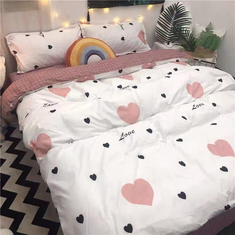 Set da letto quattro pezzi stampato delicato sulla pelle lavato ad acqua lenzuola copripiumino set di federe