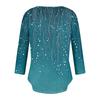 Womens 3/4 Sleeve Daily Weekend V Neck Casual Printed Tshirts Loose Fit Pleated Tees Button Down Shirts