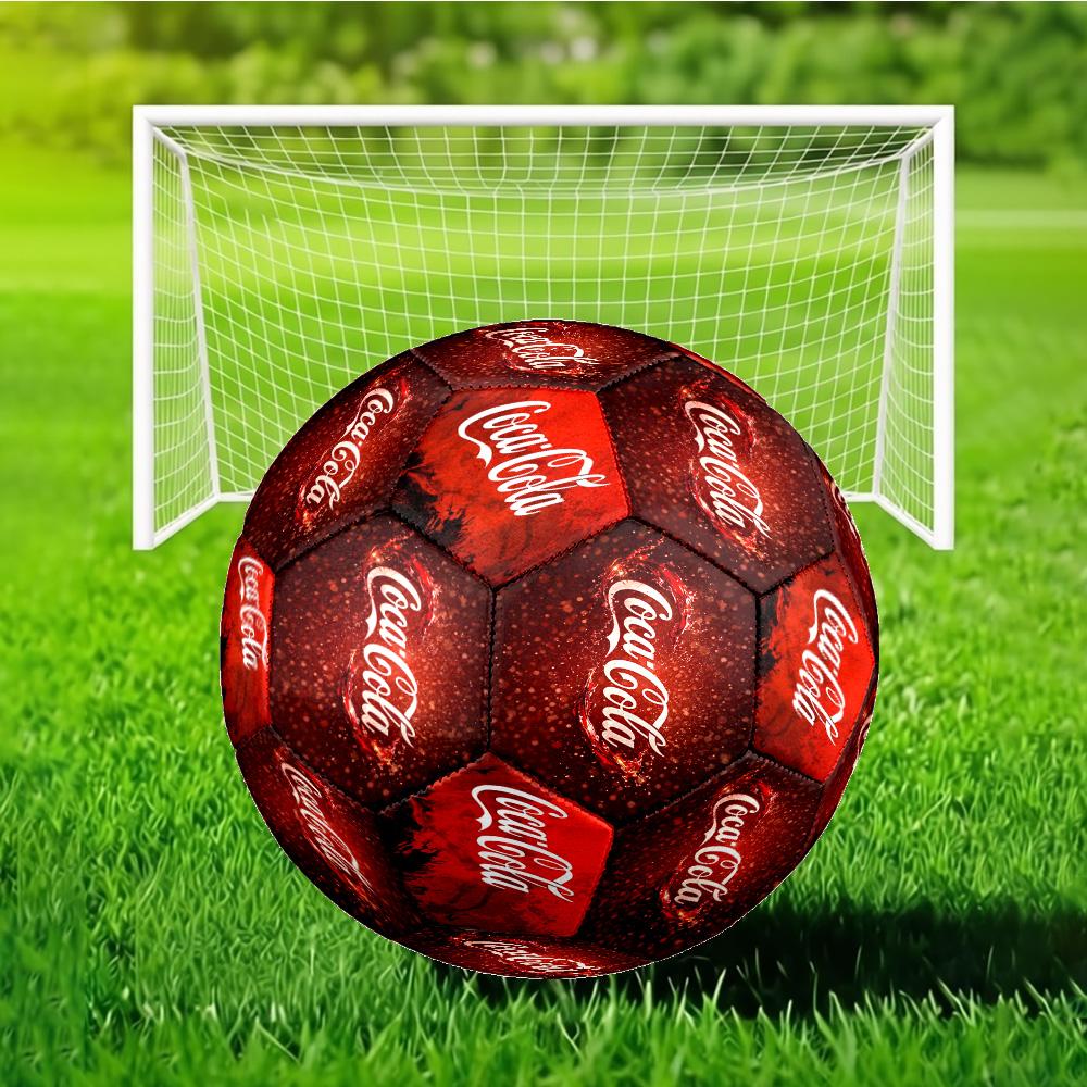 Coca-cola Artwork Design Soccer Ball Size 5 Soccer Ball, Machine-stitched, Durable, Suitable for Training and Matches Fan Gift