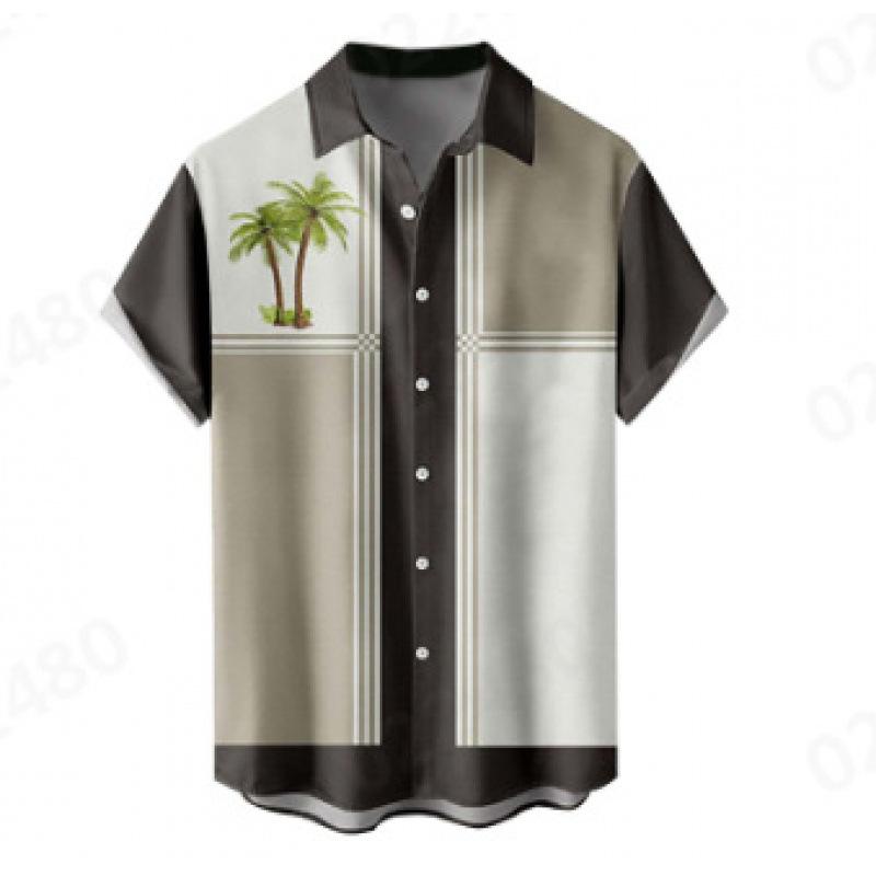 New summer casual hot sale D printing short-sleeved shirt Hawaiian shirt men's vacation seaside source