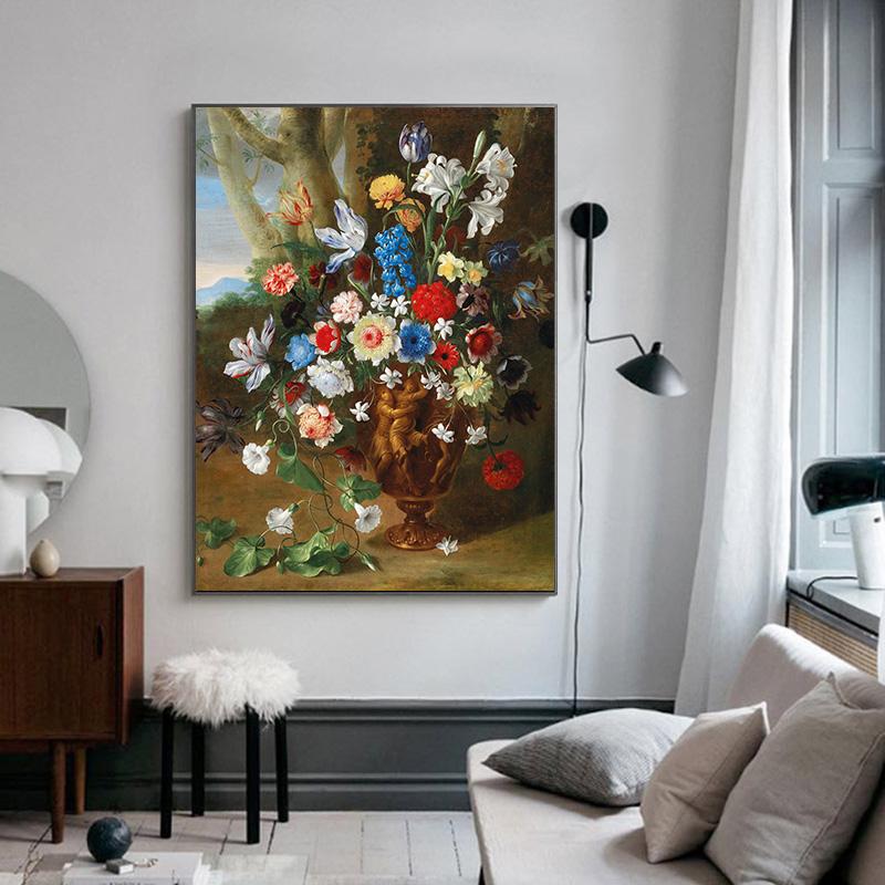 Europe Vintage Canvas Painting Wall Art Home Decor Still Life With Flowers In A Vase Nordic Poster And Prints Pictures Cuadros