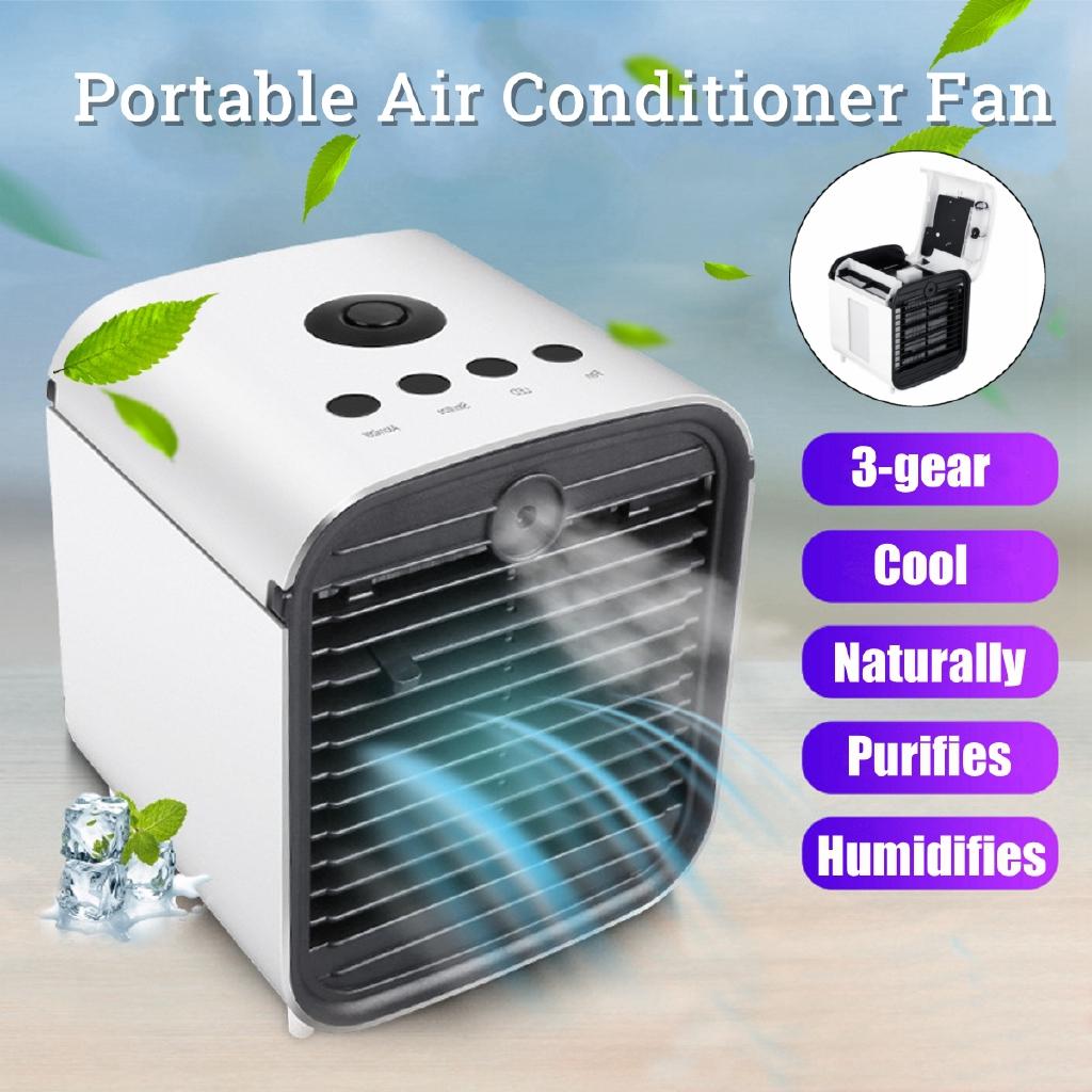 Portable Mini Air Conditioner Fan 3 Gear Speed with 18650 Battery Desktop Air Conditioning Cooler Home Office Desk