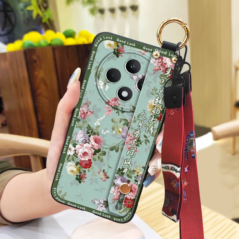 Elderly Lady Kickstand Phone Case For OPPO Reno12F 5G Ring Anti-knock Dirt-resistant Soft Case Wristband Protective