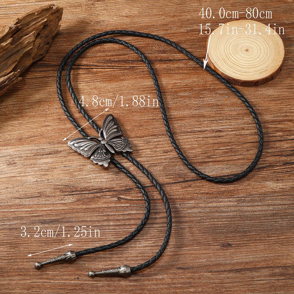 

New Retro Style Men s Necklace Polo Rope Tie Alloy Butterfly Pendant Women s Necklace Tie Gift 50cm серебряный