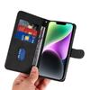 For iPhone 15 Wallet Case Leather Phone Cover Stand with Curved Line Design