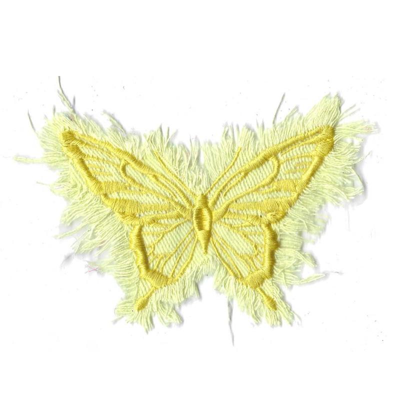 

1PC Cloth Patch DIY Iron-on Patch for Clothing Bags Sew-on Badge Big Butterfly Embroidered Fashion Denim with Tassel Edge 11x10cm жёлтый
