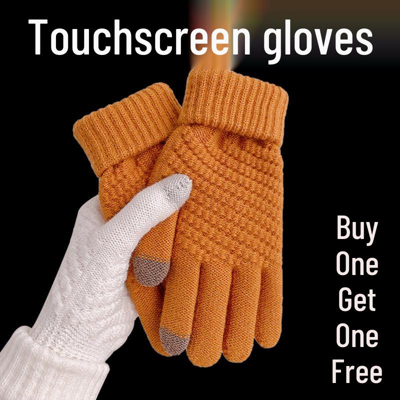 Plush Touchscreen Gloves: Warm, Thick Wool-Knit for Men & Women, Ideal for Autumn/Winter Cycling