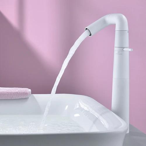 Gold & Black Tall Bathroom Faucet - Rotating Brass Basin Mixer, Hot/Cold Water Tap