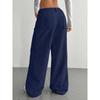 VEZFAA Pantalones y capris de cintura alta con estampado de color sólido informal a la moda para mujer