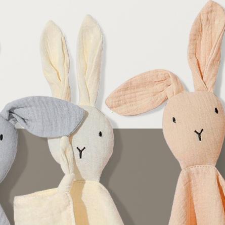19161225 Gentle Cotton Muslin Infant Bibs Stuffed Rabbit Doll Newborn Appease Towels Security Blanket Infant Sleeping Cuddling Towels