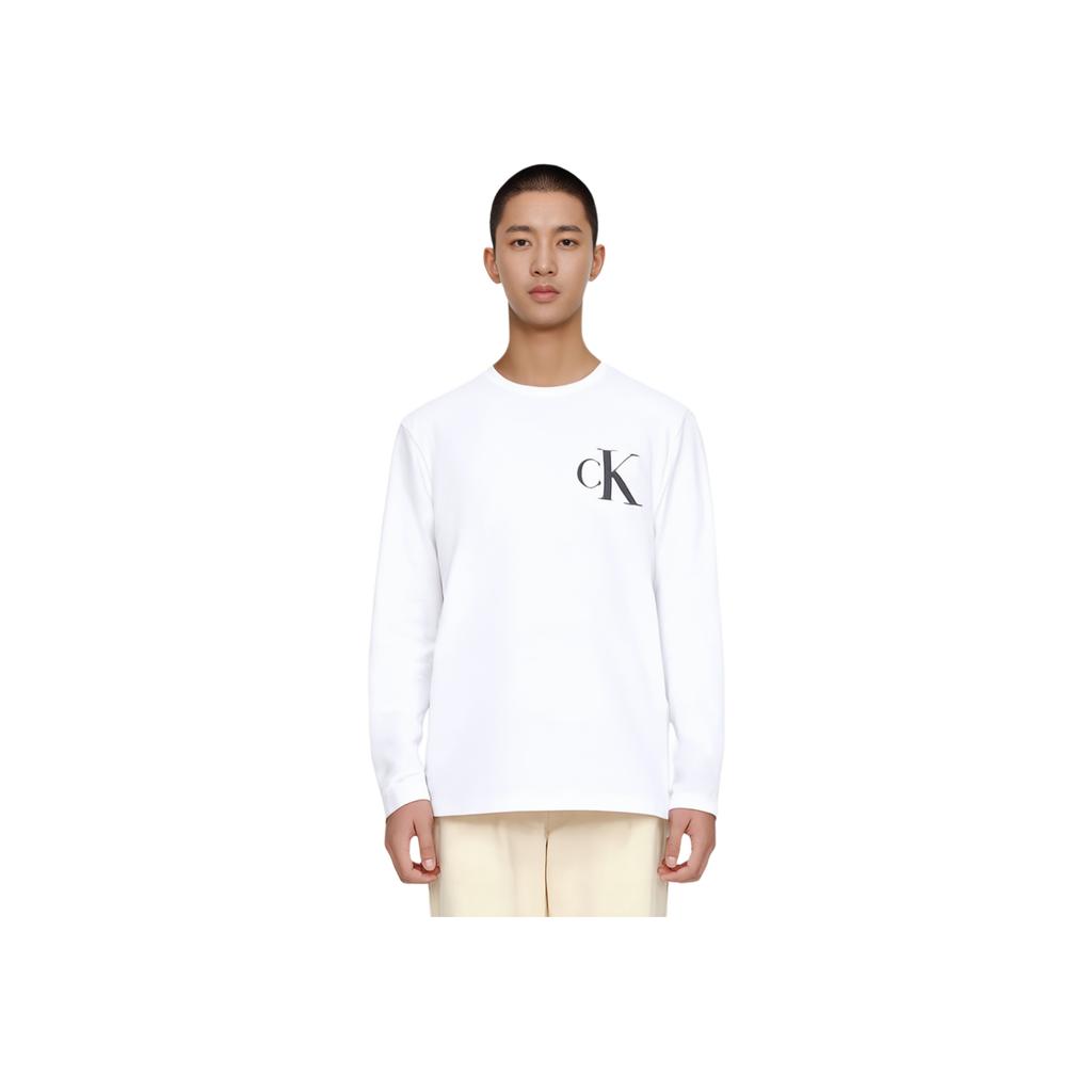 Calvin Klein Ss23 Solid Color Round Neck Long Sleeve T-Shirt Men Tops White 40HM826-540