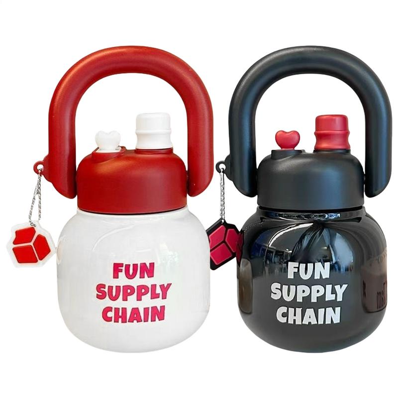 680ml Stainless Steel Portable Kettle Insulated Drinking Jug With Handle Women Girls Use Portable Hydration Cup With Straw Lid 680ml