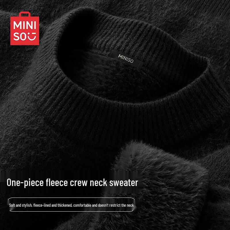 MINISO Men's Fleece-Lined Turtleneck Knit Sweater