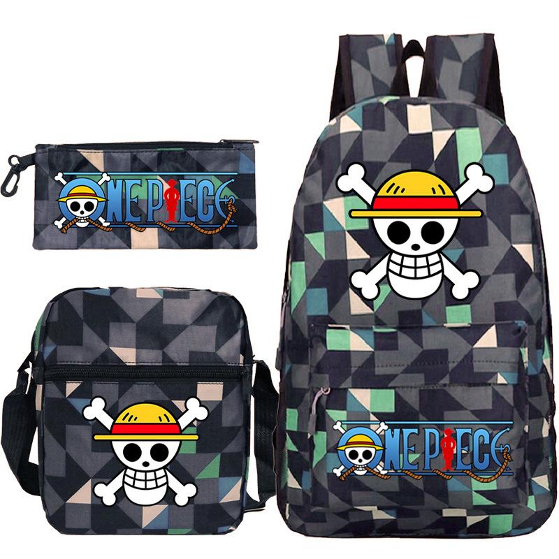 Cartoon Printed Teen Backpack Men's and Women's Student School Bag Three-piece Combination